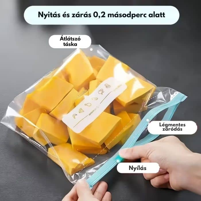 45 darabos csomag légmentesen záródó élelmiszer-tároló tasak