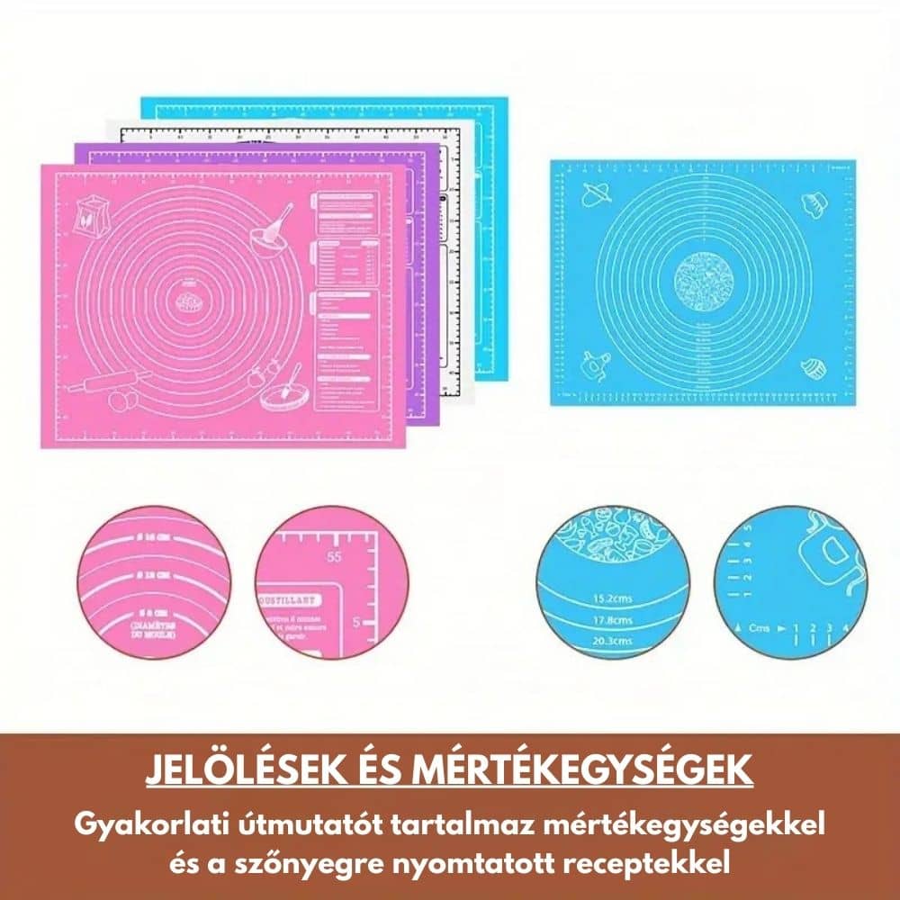 Tapadásmentes szilikon szőnyeg tészta gyúrásához és kinyújtásához